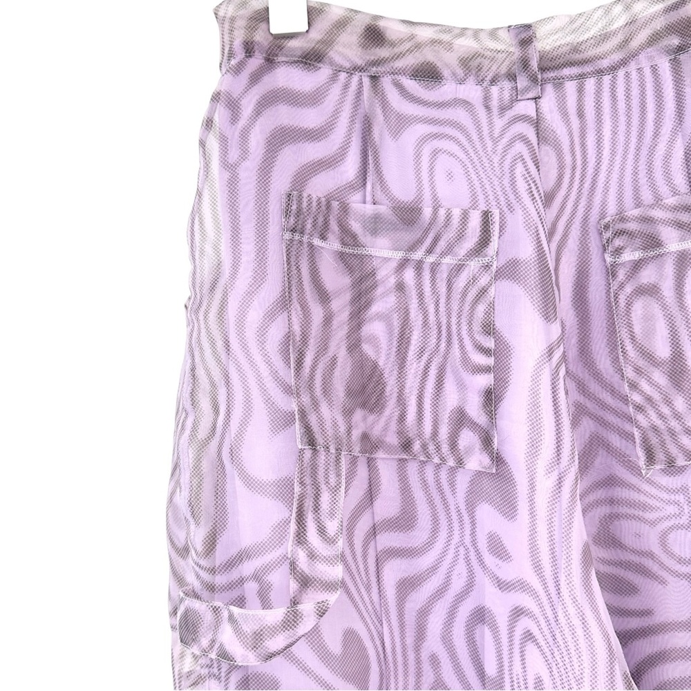 The Ragged Priest Dissolver Purple Mesh Overlay Oversized Wide Leg Cargo Pants - Picture 8 of 13